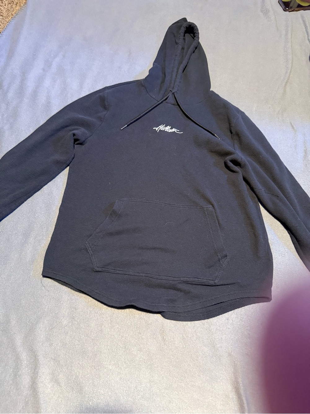 Hollister Black Hooded Pullover with White Logo